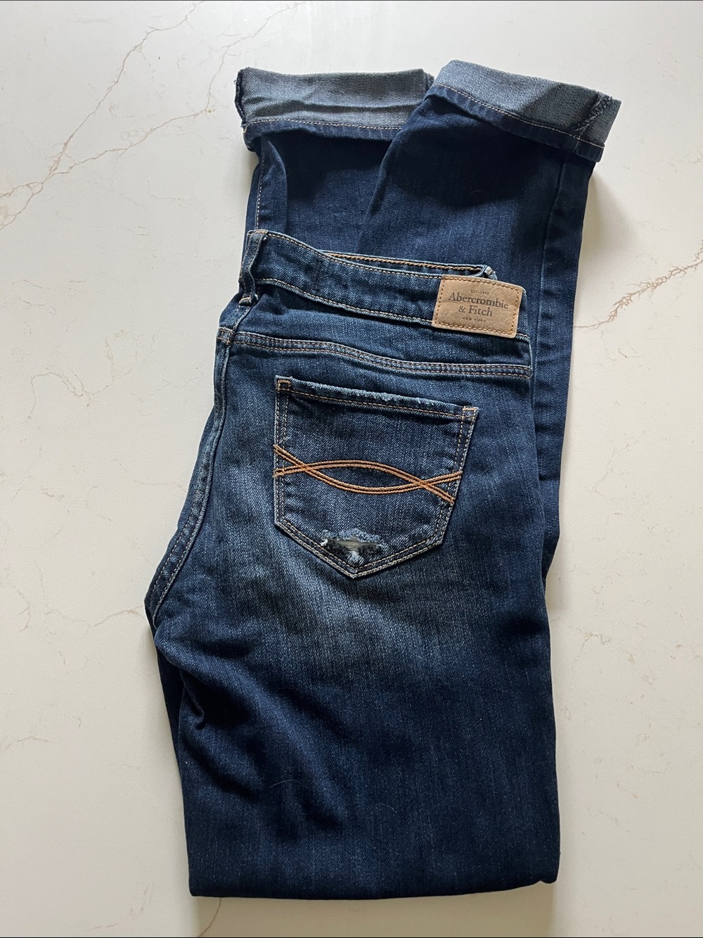 Abercrombie & Fitch women’s Dark Indigo Slim Straight Jeans